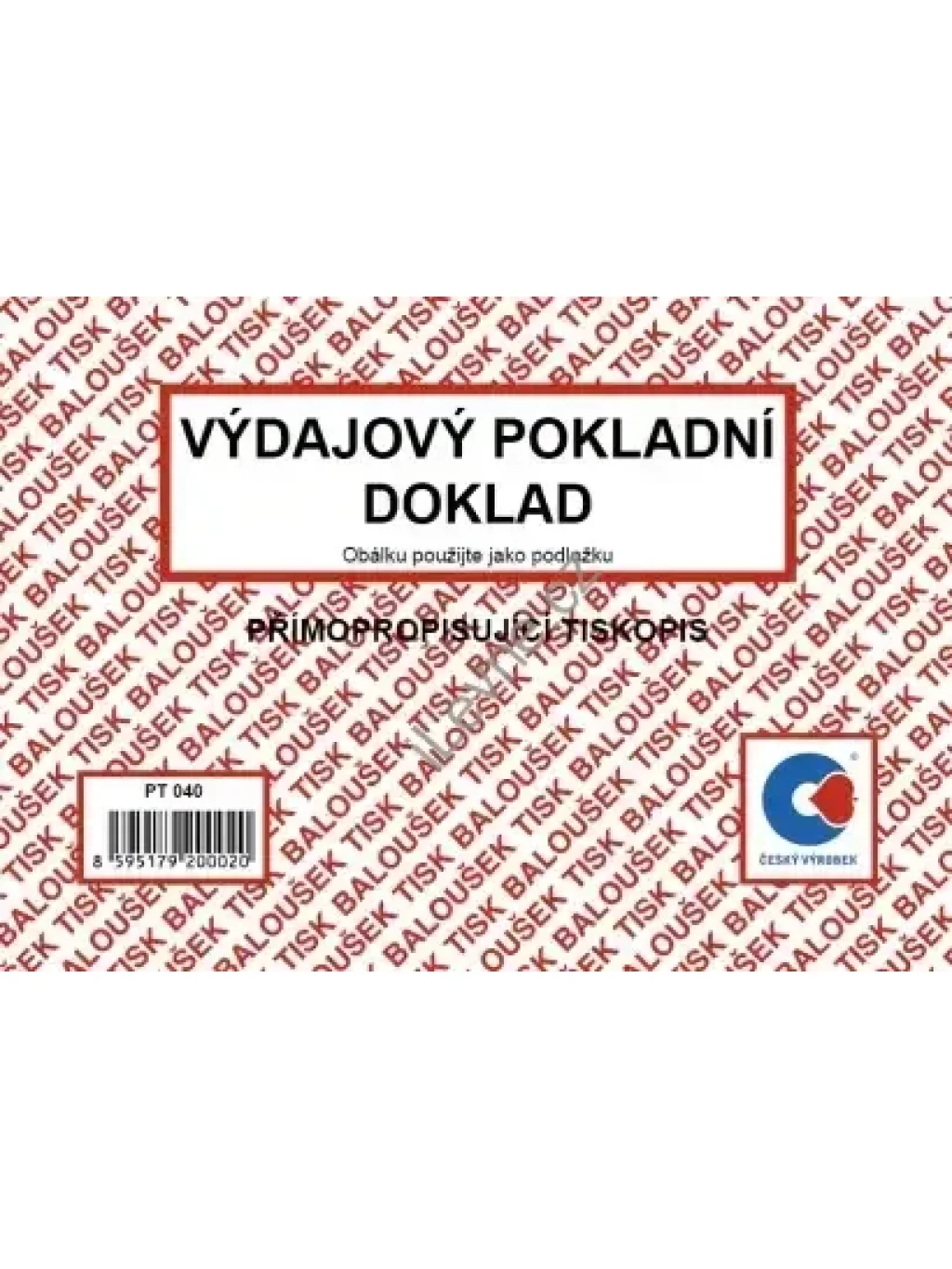 Výdajový pokladní doklad, samopropisující, Baloušek PT 040