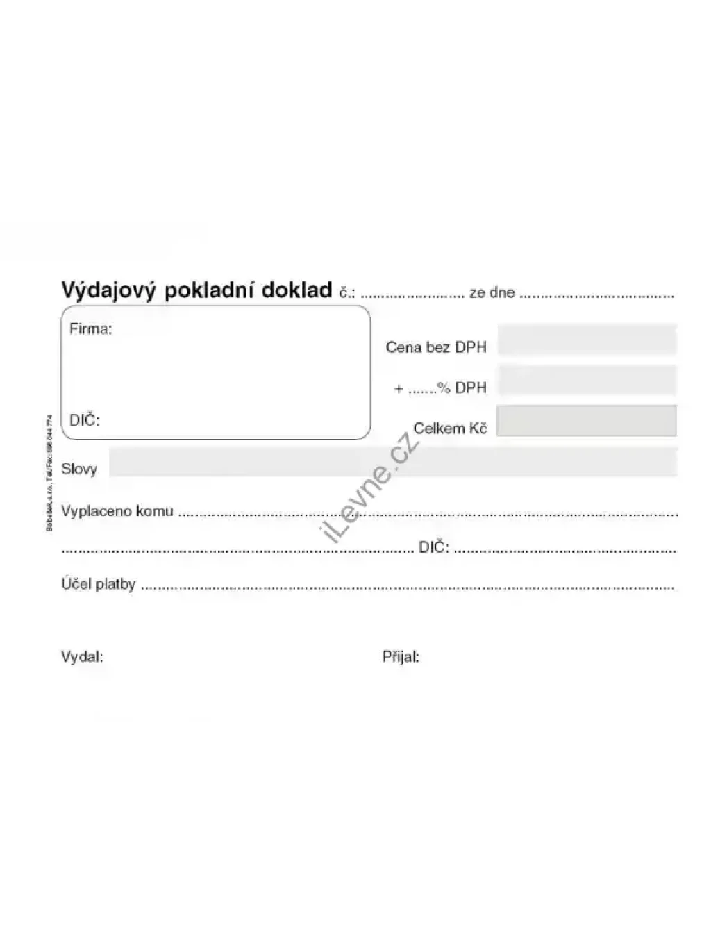 Výdajový pokladní doklad, samopropisující, Baloušek PT 040