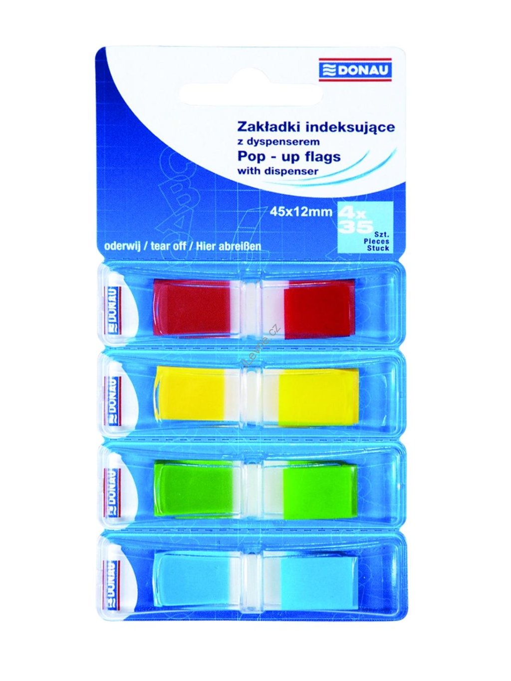 záložky v zásobníku 12 x 45 mm PP, mix barev