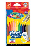 Colorino voskovky plastové kulaté, s pryží, 12 barev vč. stříbrné a zlaté