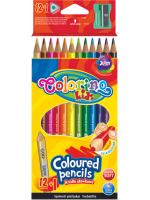 pastelky trojhranné, s ořezávátkem, 12 barev + oboustr. stříbrná/zlatá