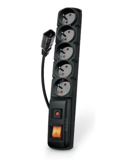 Acar F5 IEC 1.5m kabel, 5 zásuvek, přepěťová ochrana, C14 do UPS, černý