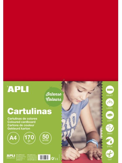APLI barevný papír, A4, 170 g, červený