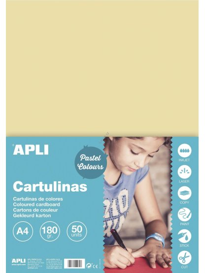 APLI barevný papír, A4, 170 g, krémový