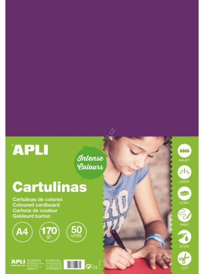 APLI barevný papír, A4, 170 g, nachový