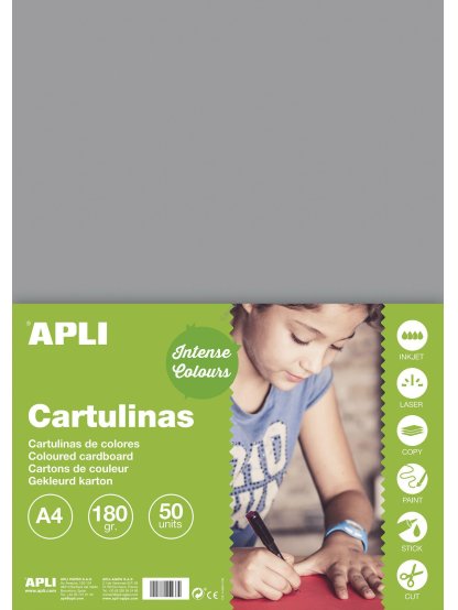 APLI barevný papír, A4, 170 g, šedý