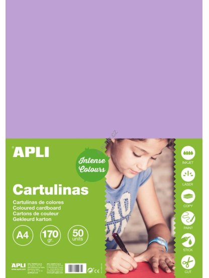 APLI barevný papír, A4, 170 g, světle fialový