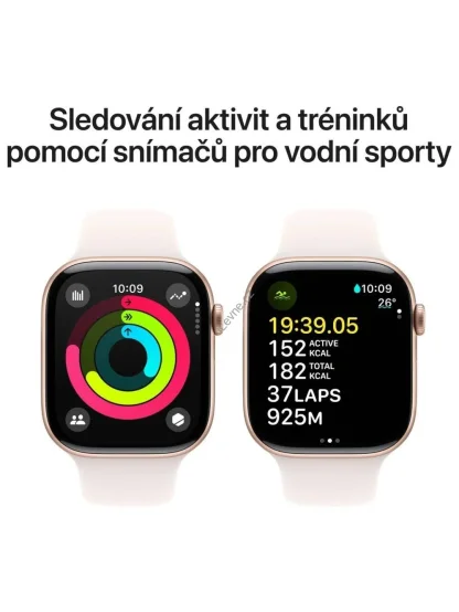 Apple Watch Series 10 GPS + Cellular 42mm Růžově zlatý hliník se světle ruměným sportovním řemínkem - M/L