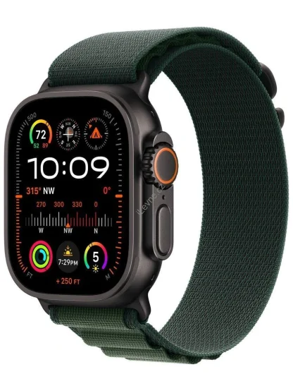 Apple Watch Ultra 2 49mm Černý titan s tmavě zeleným alpským tahem - L
