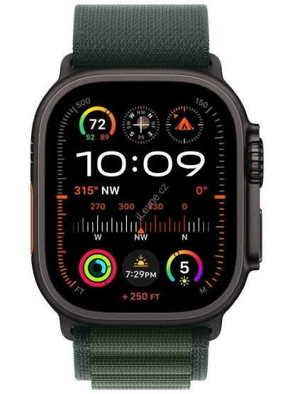 Apple Watch Ultra 2 49mm Černý titan s tmavě zeleným alpským tahem - L