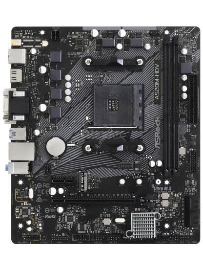 ASRock A520M-HDV / AMD A520 / AM4 / 2x DDR4 DIMM / M.2 / VGA / DVI-D / HDMI / mATX