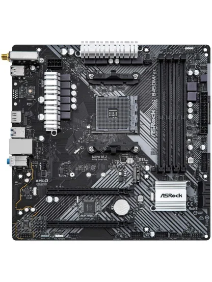 ASRock B450M/AC R2.0 / AMD B450 / AM4 / 4x DDR4 DIMM / M.2 / HDMI / WiFi / mATX