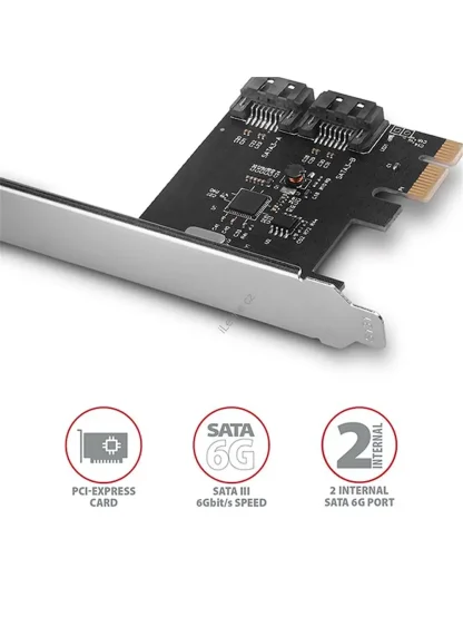 AXAGON PCES-SA2N, PCIe řadič - 2x interní SATA 6G port, ASM1061, SP & LP