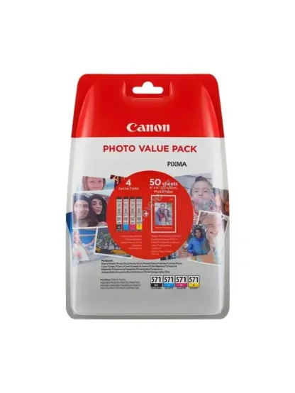 Canon multipack inkoustových náplní CLI-571-C+M+Y+BK / 50x  fotopapír PP-201