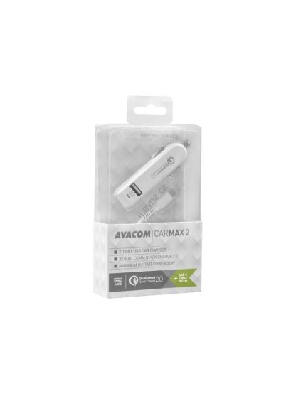 CarMAX 2 nabíječka do auta 2x Qualcomm Quick Charge 2.0, bílá barva (USB-C kabel)