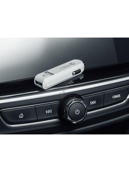 CarMAX 2 nabíječka do auta 2x Qualcomm Quick Charge 2.0, bílá barva (USB-C kabel)