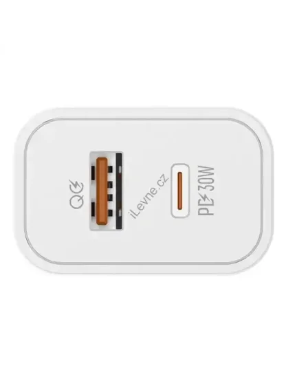 COLORWAY 1x USB a 1x USB-C/ turbo síťová nabíječka/ 30W/ 100V-240V/ Bílá