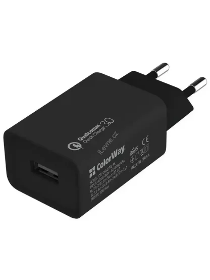 COLORWAY 1x USB/ síťová nabíječka/ 18W/ Quick Charge/ Černá