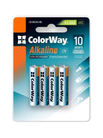 Colorway alkalická baterie AAA/ 1.5V/ 4ks v balení/ Blister