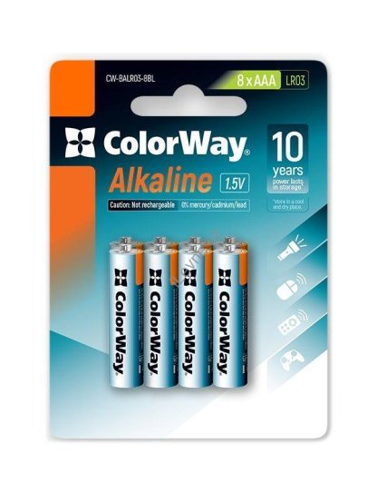 Colorway alkalická baterie AAA/ 1.5V/ 8ks v balení/ Blister
