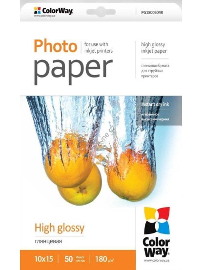 COLORWAY fotopapír/ high glossy 180g/m2, 10x15/ 50 kusů