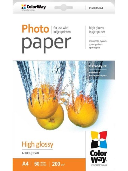 COLORWAY fotopapír/ high glossy 200g/m2, A4/ 50 kusů
