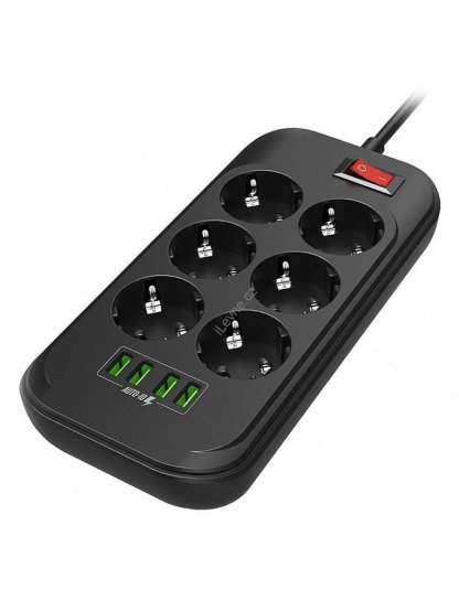 COLORWAY Prodlužovací napájecí přívod/ 6x Schuko/ 4x USB 5V / kabel 2m