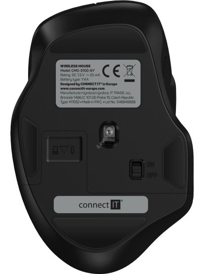 CONNECT IT Dual SmartSwitch bezdrátová myš, USB-A + C (+1x AA baterie zdarma), šedá