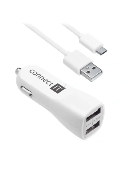 CONNECT IT InCarz PREMIUM nabíječka do auta 2xUSB 3.1A+1A, Bílá
