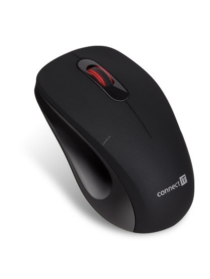CONNECT IT "MUTE" bezdrátová optická tichá myš, USB, (+ 1x AA baterie zdarma), černá