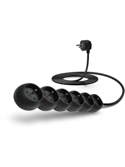 CONNECT IT prodlužovací kabel 230 V, 6 zásuvek, 3 m, bez vypínače (černý)