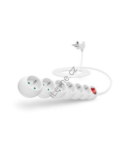 CONNECT IT prodlužovací kabel 230 V, 6 zásuvek, 3 m, s vypínačem (bílý)