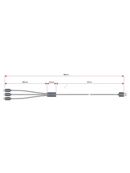 CONNECT IT Wirez 3in1 USB-C & Micro USB & Lightning, silver gray, 1,2 m