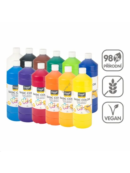 temperové barvy, 12 x 1000 ml, mix barev