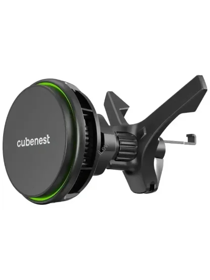 CubeNest S1C2 bezdrátová magnetická nabíječka MagSafe s aktivním chlazením, uchycení do ventilace/okno, 15 W max.
