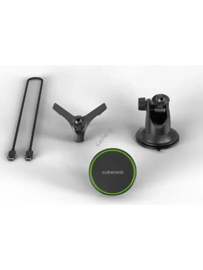 CubeNest S1C2 bezdrátová magnetická nabíječka MagSafe s aktivním chlazením, uchycení do ventilace/okno, 15 W max.