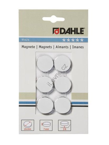 Dahle magnety plánovací, Ø 24 mm, 3 N, bílé