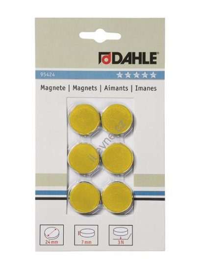 Dahle magnety plánovací, Ø 24 mm, 3 N, žluté