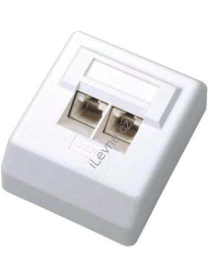 DATACOM Datová zásuvka UTP CAT5E 2xRJ45 na omítku 45st. bílá
