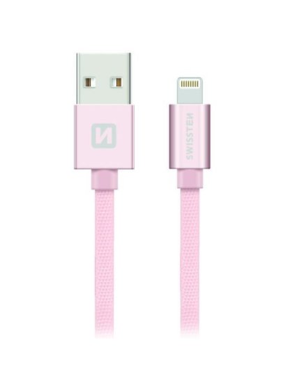 Datový Kabel Textile Usb / Lightning 2,0 M Růžovo/Zlatý
