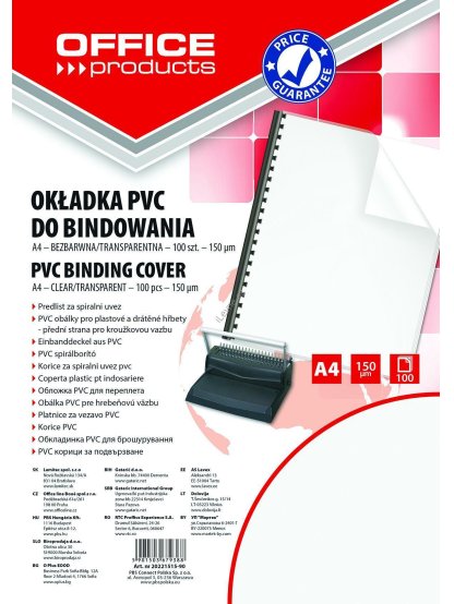 desky přední pro kroužk. vazbu A4 PVC, 150 µm, transparentní - 100 ks