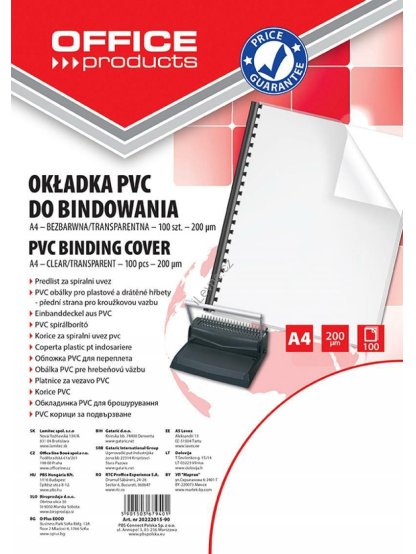 desky přední pro kroužk. vazbu A4 PVC, 200 µm, transparentní - 100 ks