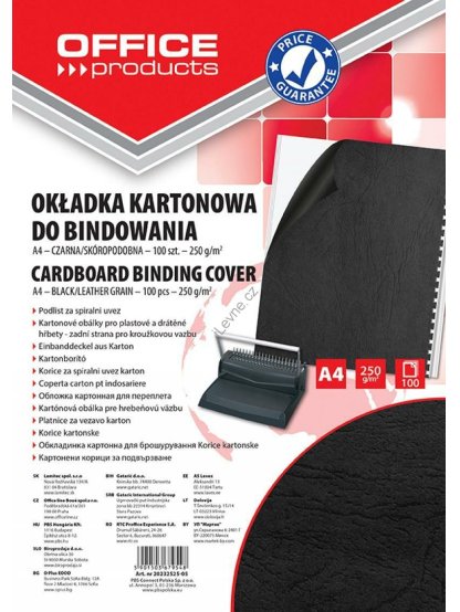 desky zadní pro kroužk. vazbu A4 karton, 250 g, imitace kůže, černé - 100 ks