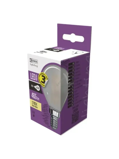 EMOS LED ŽÁROVKA FLM MINI GL 4W(40W) 465lm E14 WW FR. A++