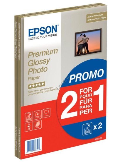 EPSON fotopapír EC13S042169, A4, Premium Glossy Photo, 2x15ks