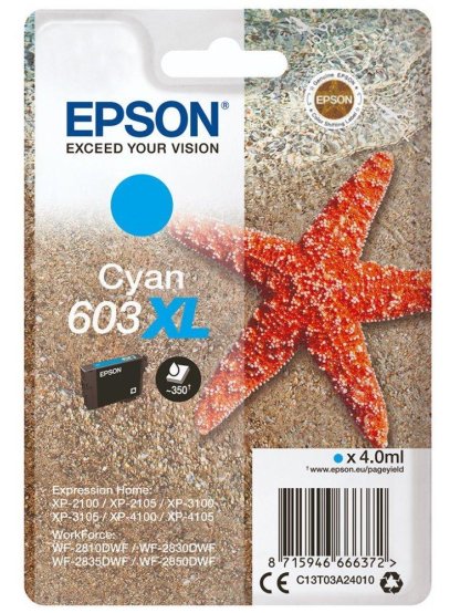 Epson inkoustová náplň/ C13T03A24010/ 603XL/ Expression Home XP-2100/ XP-3100/WF-2850DWF/ modrá