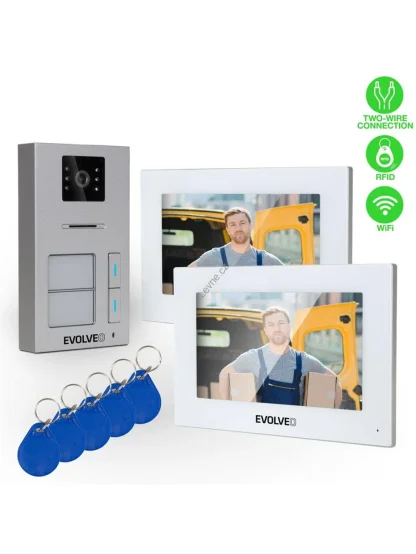 DoorPhone AP2-2 drátový videotelefon pro dva byty s aplikací, bílý