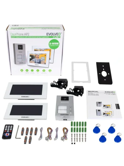 DoorPhone AP2-2 drátový videotelefon pro dva byty s aplikací, bílý
