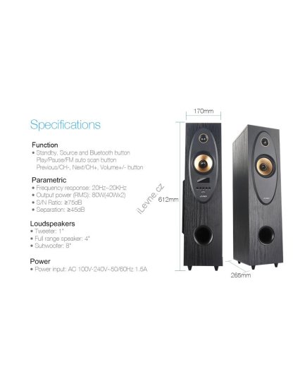 FENDA F&D repro T-35X/ 2.0/ 80W/ černé/ dřevěné/ BT5.0/ Optický vstup/ FM rádio/ USB/ dálkové ovládání/ Karaoke