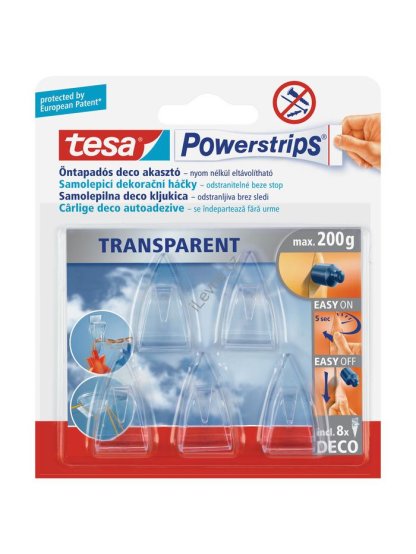 háček Deco malý, transparentní, 5 kusů